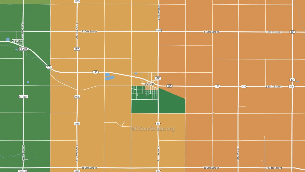 Odebolt, IA Map of Vehicle Theft Rates