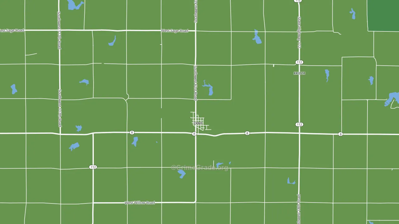 Odell, NE Map of Vehicle Theft Rates
