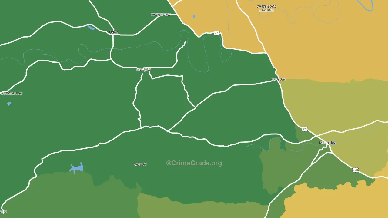 Oden, AR Map of Vehicle Theft Rates
