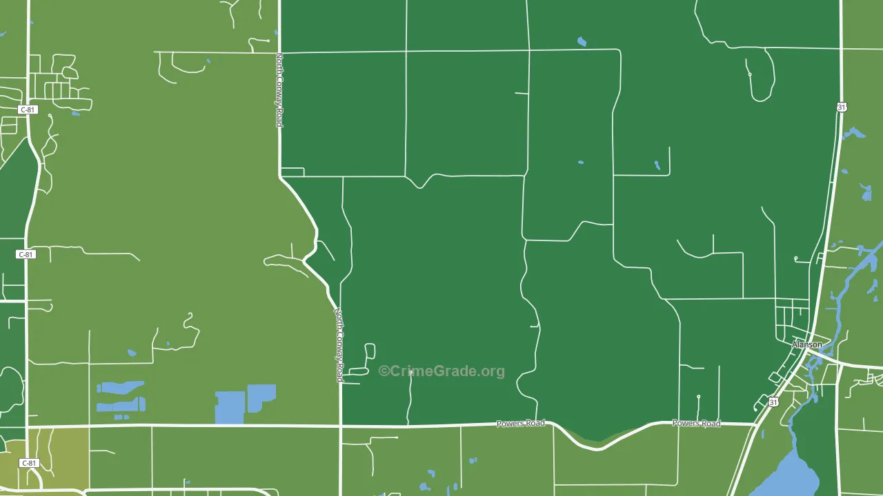 Oden, MI Map of Vehicle Theft Rates
