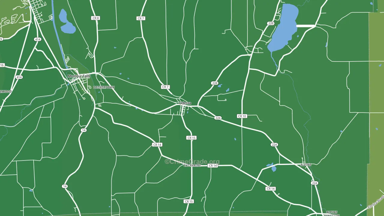 Odessa, NY Map of Vehicle Theft Rates