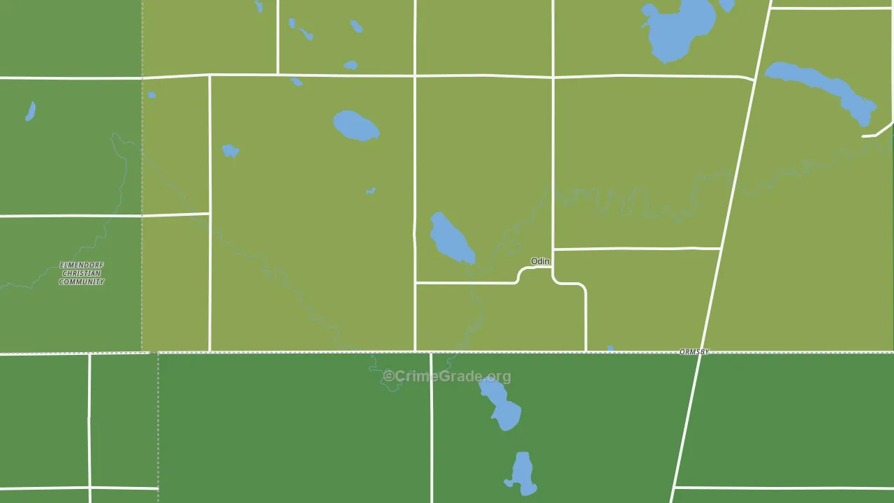 Odin, MN Map of Vehicle Theft Rates