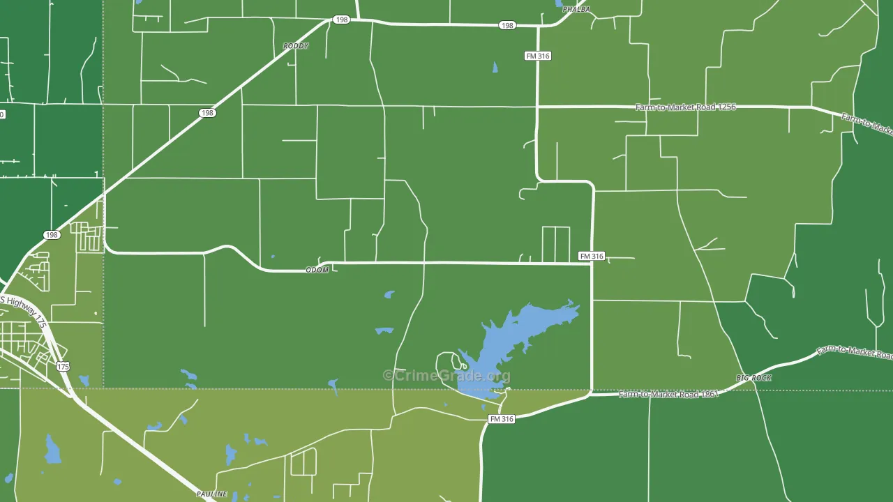 Odom, TX Map of Vehicle Theft Rates