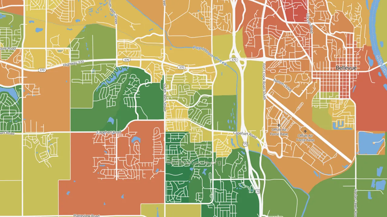Offutt AFB, NE Map of Vehicle Theft Rates