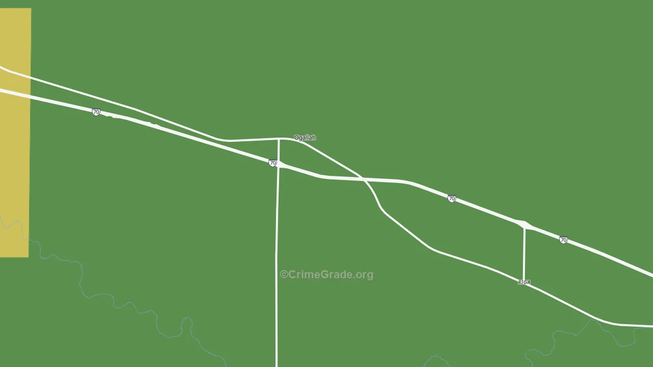 Ogallah, KS Map of Vehicle Theft Rates
