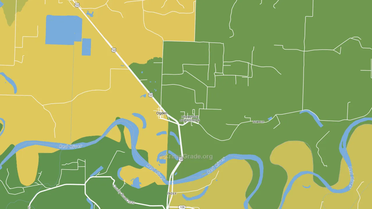 Ogden, AR Map of Vehicle Theft Rates