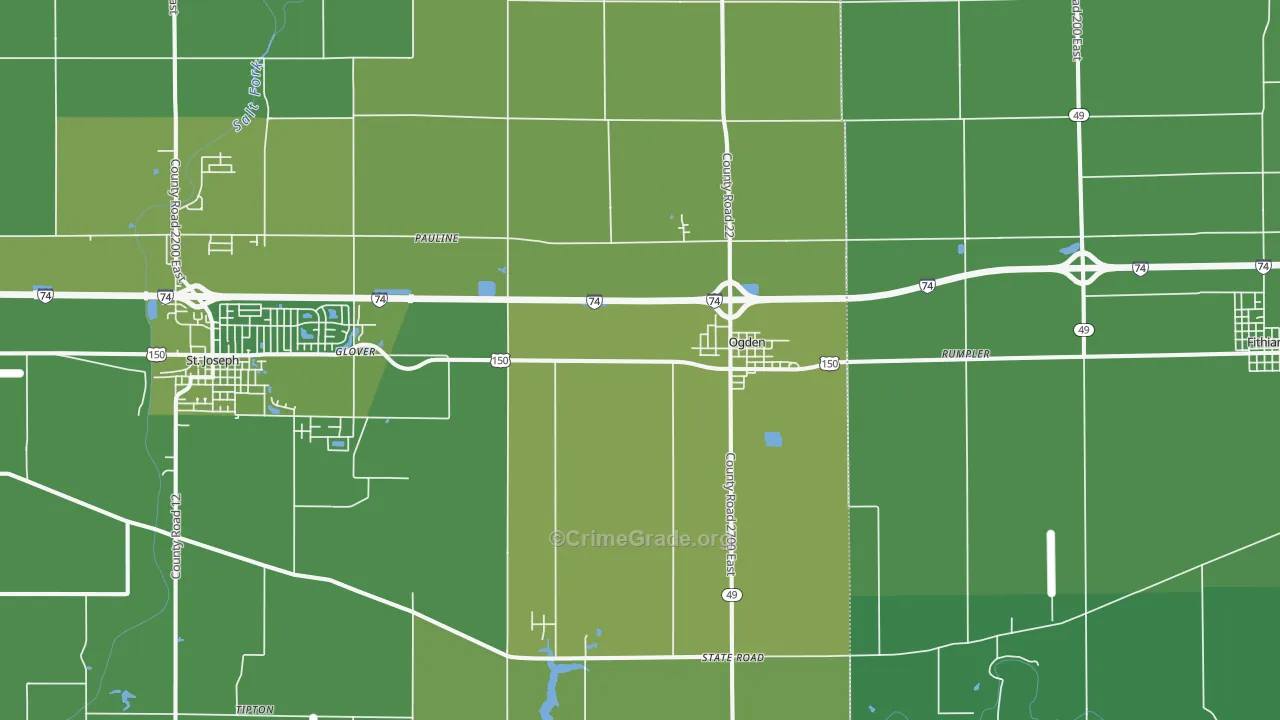 Ogden, IL Map of Vehicle Theft Rates