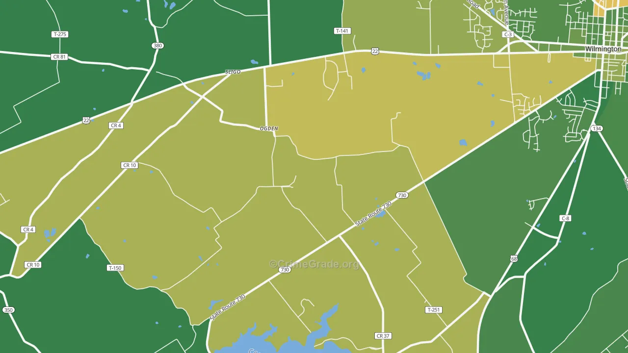 Ogden, OH Map of Vehicle Theft Rates