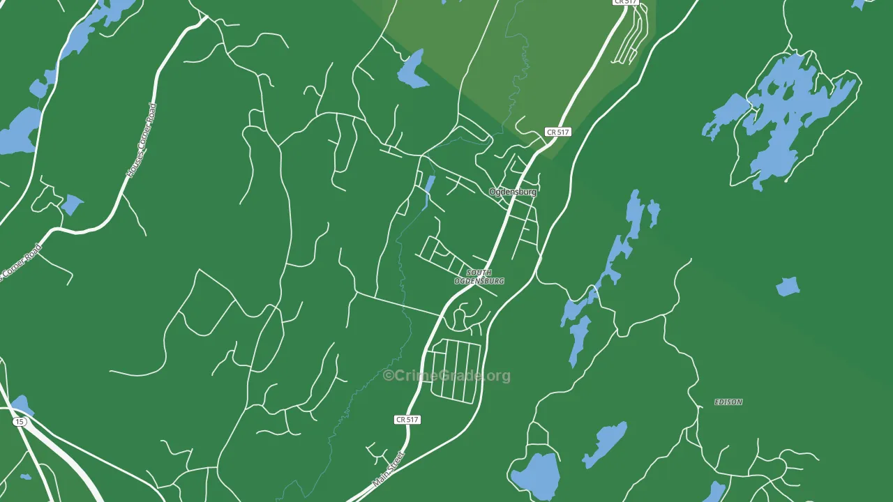 Ogdensburg, NJ Map of Vehicle Theft Rates