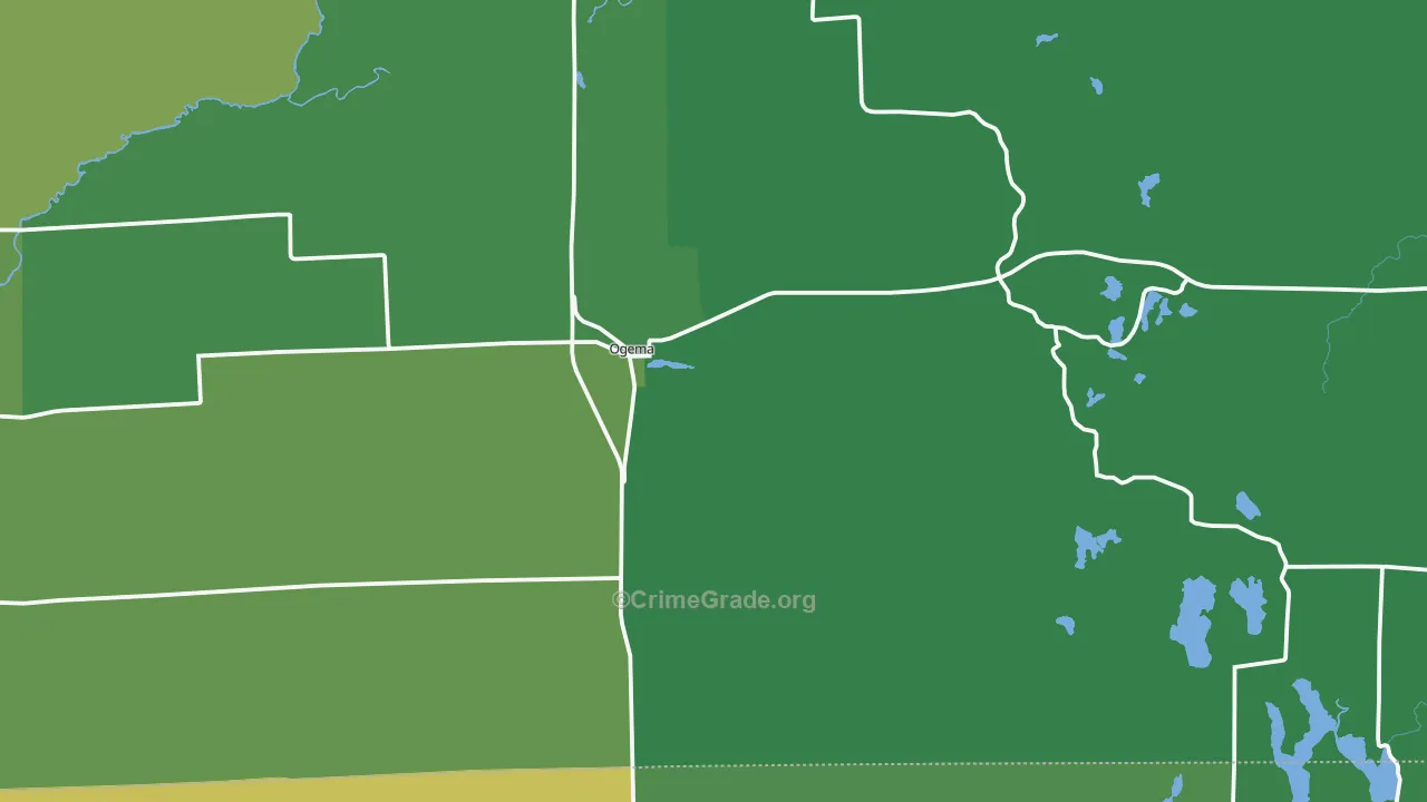 Ogema, WI Map of Vehicle Theft Rates