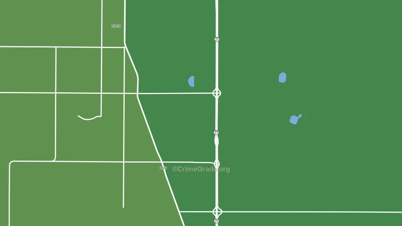 Ogg, TX Map of Vehicle Theft Rates