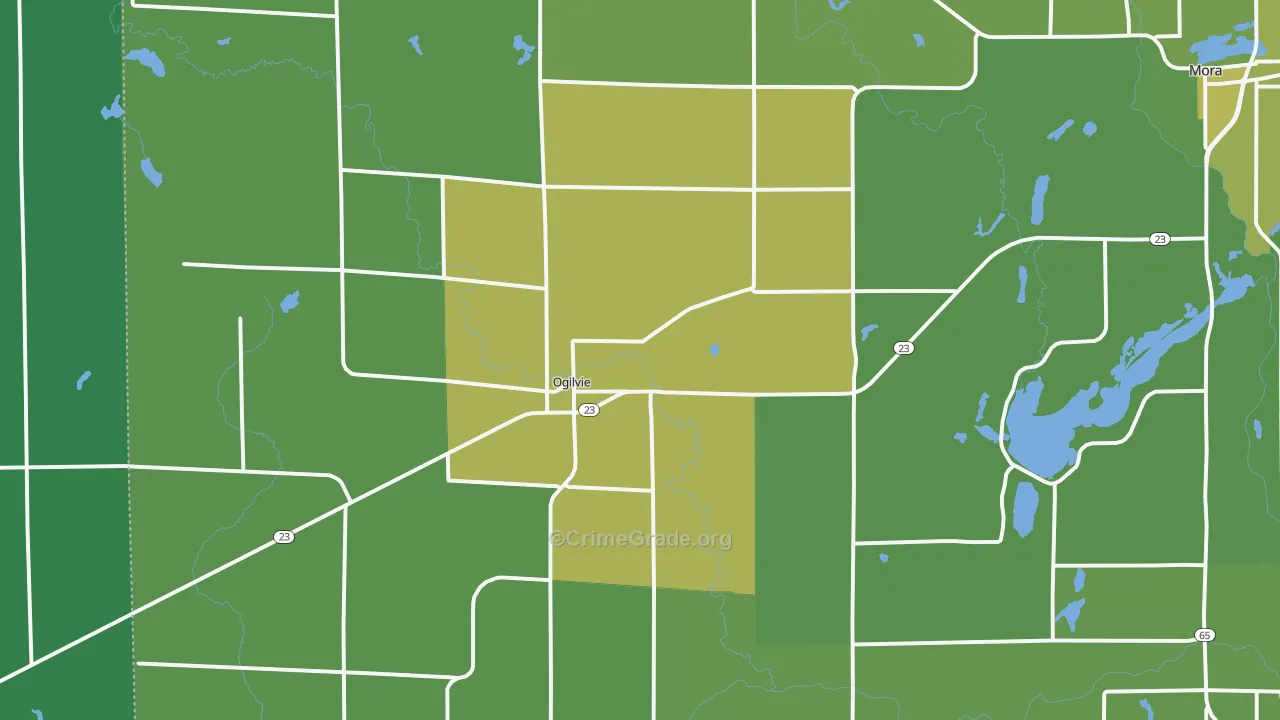 Ogilvie, MN Map of Vehicle Theft Rates