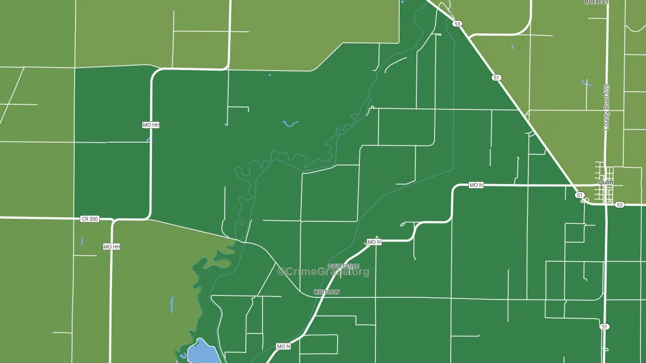 Oglesville, MO Map of Vehicle Theft Rates