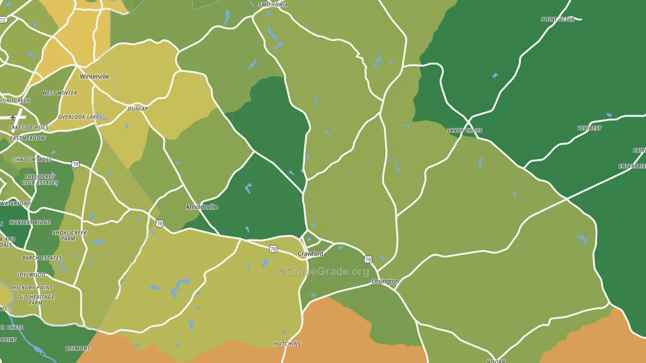 Oglethorpe County, GA Map of Vehicle Theft Rates