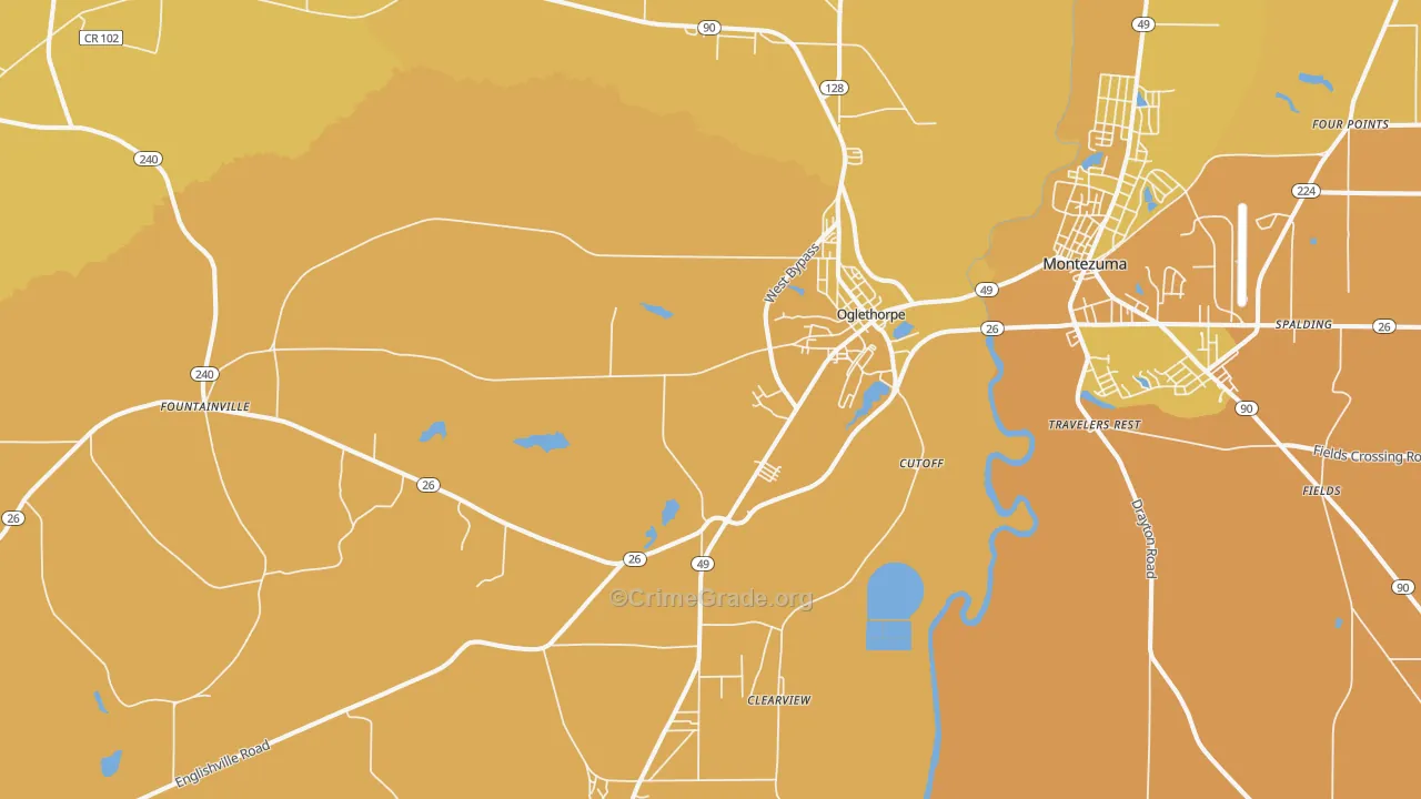 Oglethorpe, GA Map of Vehicle Theft Rates
