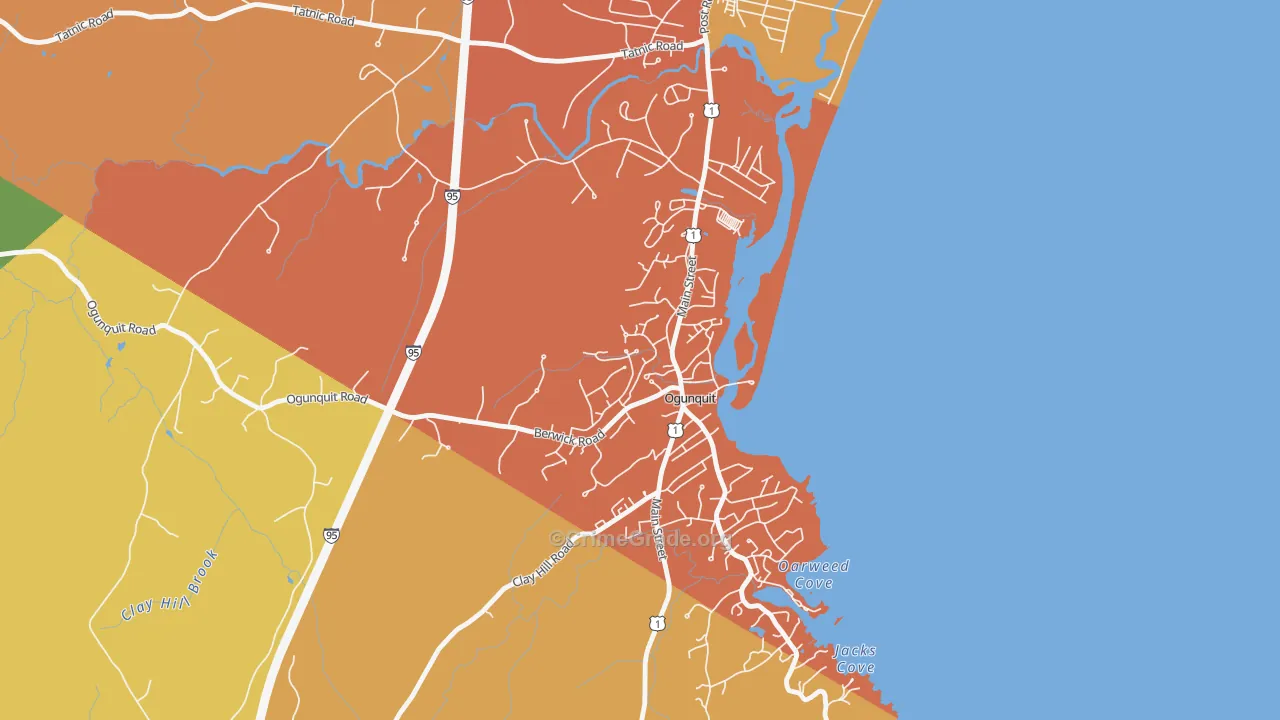 Ogunquit, ME Map of Vehicle Theft Rates