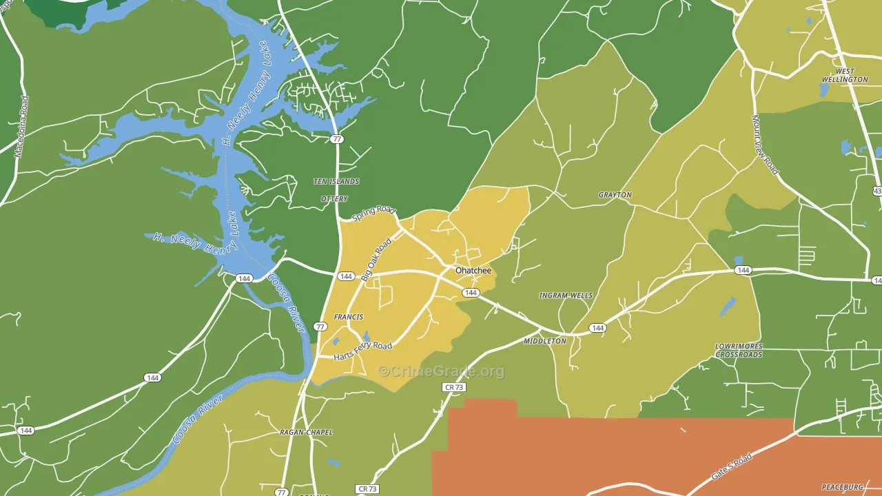 Ohatchee, AL Map of Vehicle Theft Rates
