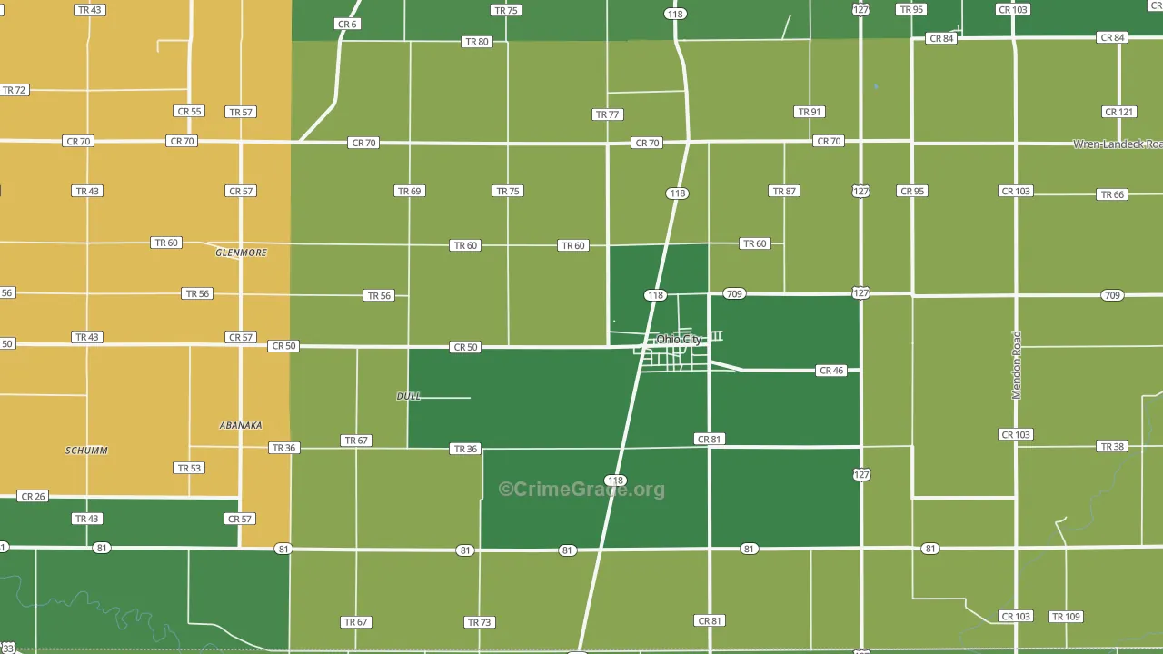 Ohio City, OH Map of Vehicle Theft Rates