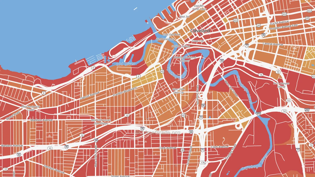 Ohio City-West Side, Cleveland, OH Map of Vehicle Theft Rates