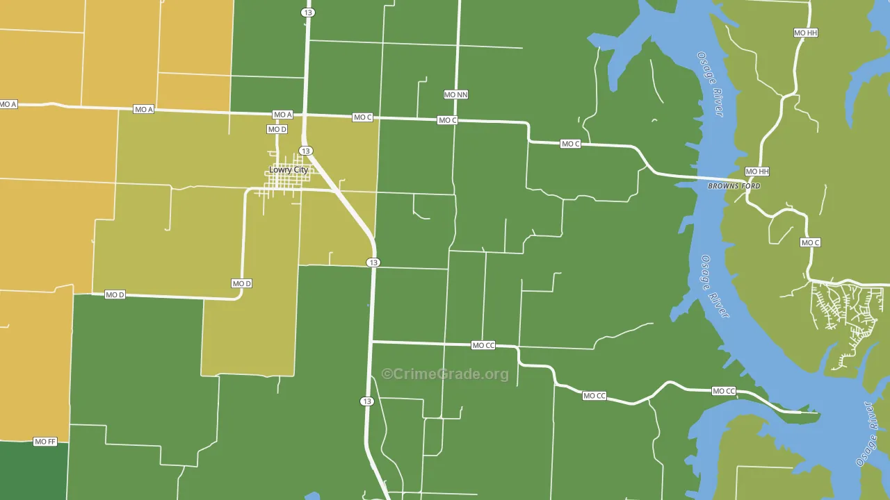 Ohio, MO Map of Vehicle Theft Rates