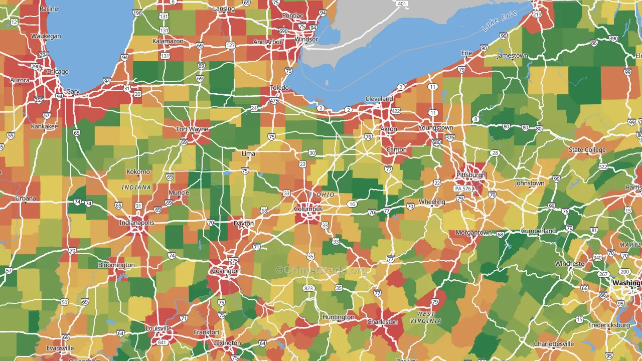 Ohio Map of Vehicle Theft Rates