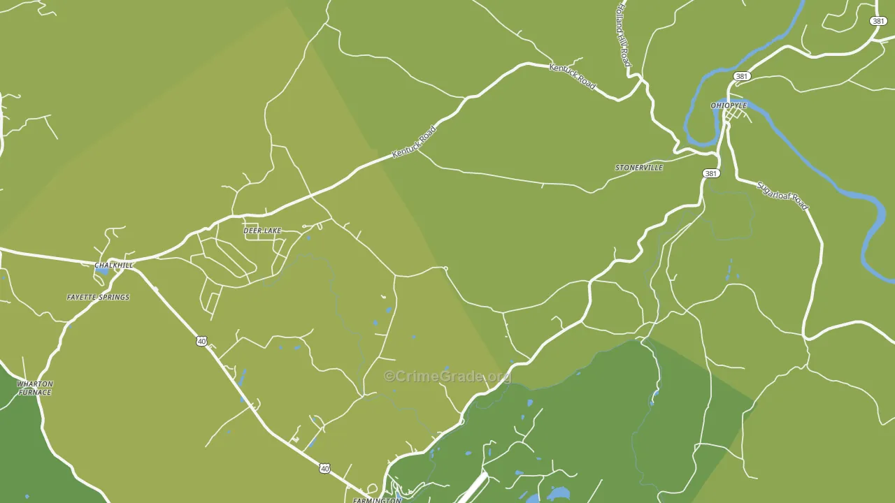 Ohiopyle, PA Map of Vehicle Theft Rates