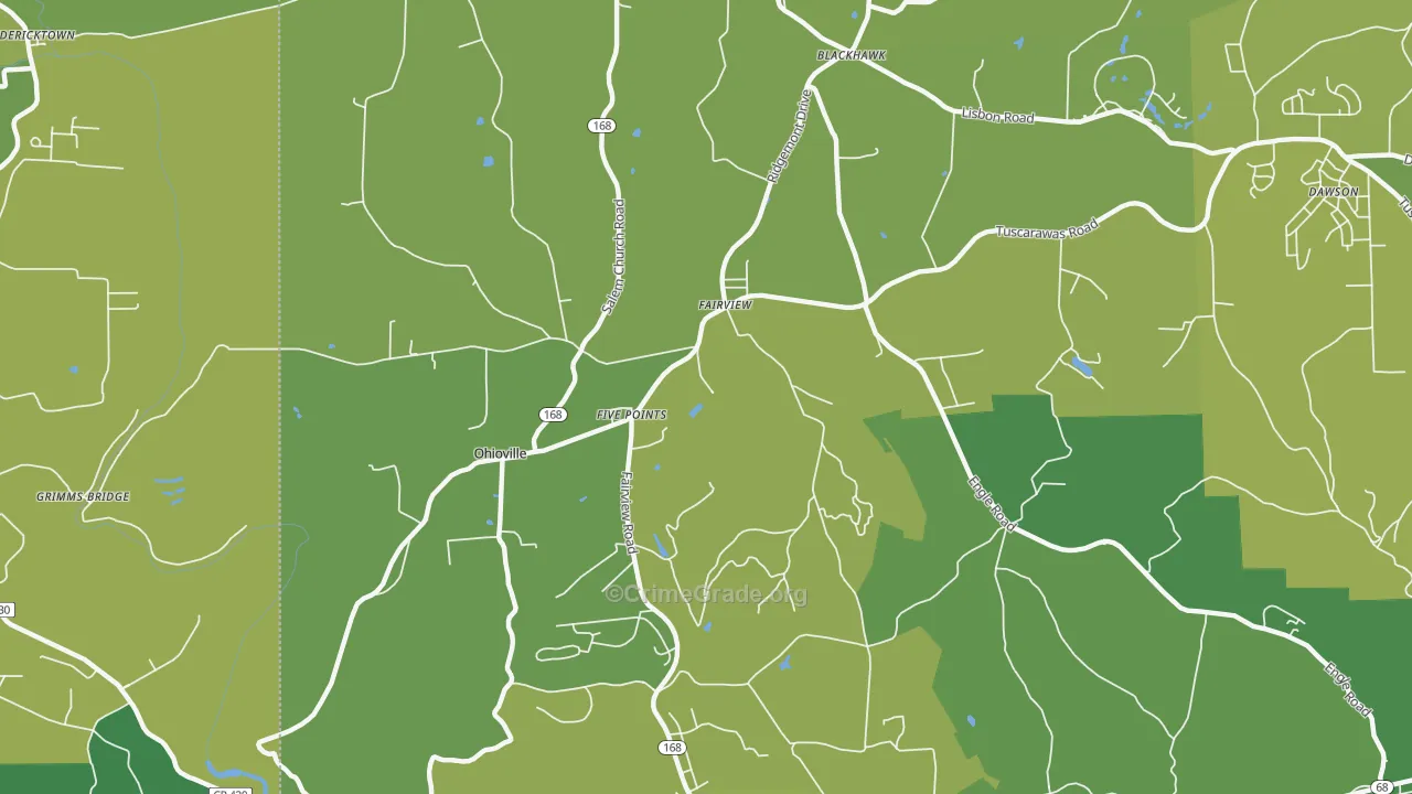 Ohioville, PA Map of Vehicle Theft Rates