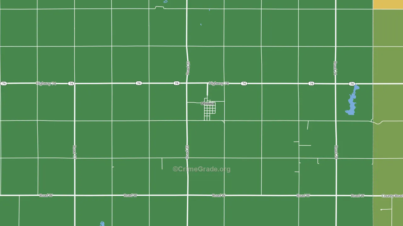 Ohiowa, NE Map of Vehicle Theft Rates