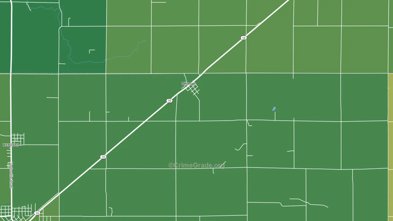 Ohlman, IL Map of Vehicle Theft Rates