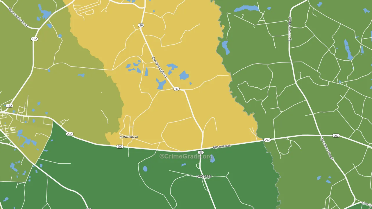 Ohoopee, GA Map of Vehicle Theft Rates