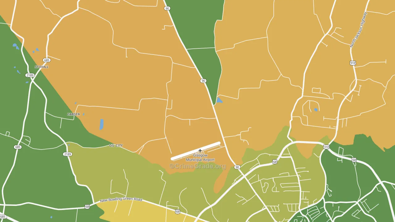Oil City, KY Map of Vehicle Theft Rates