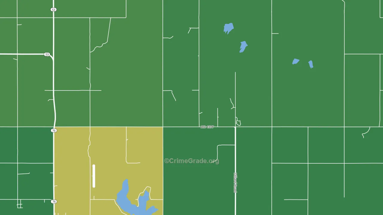 Oil City, OK Map of Vehicle Theft Rates