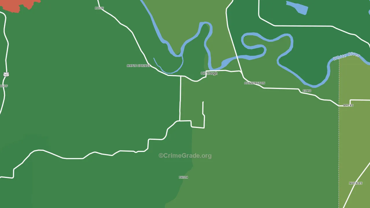Oil Trough, AR Map of Vehicle Theft Rates