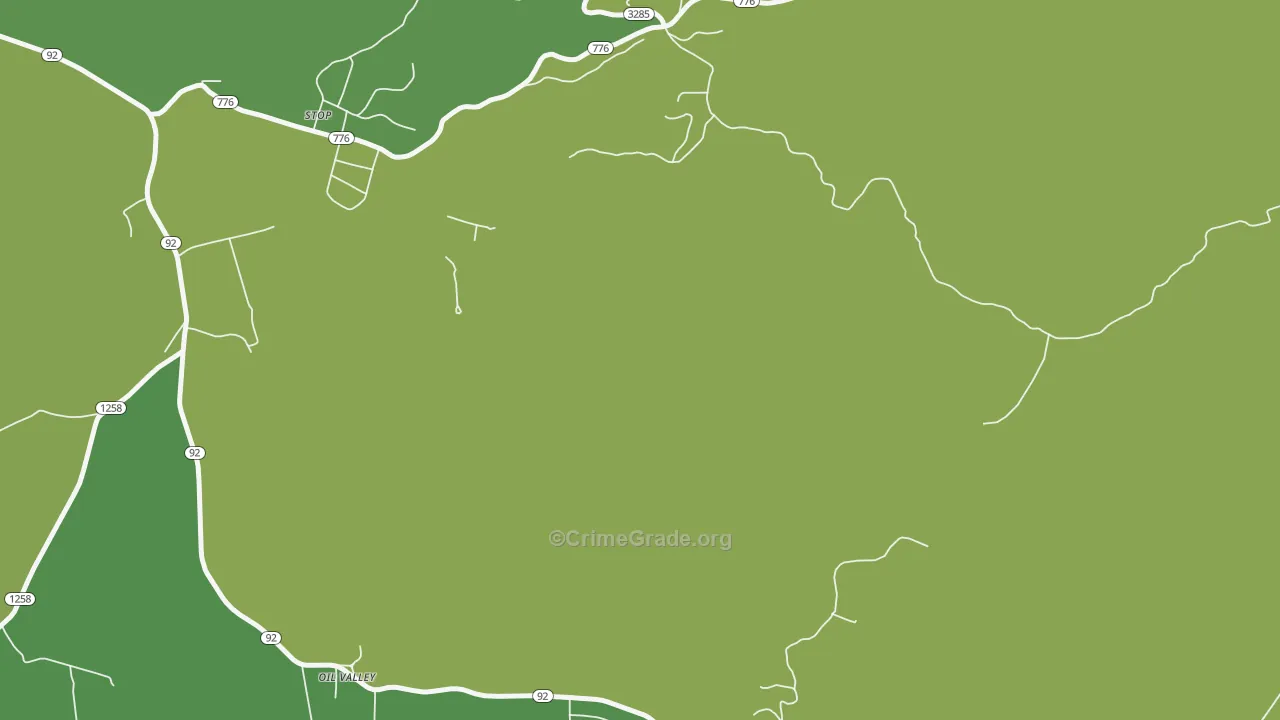 Oil Valley, KY Map of Vehicle Theft Rates