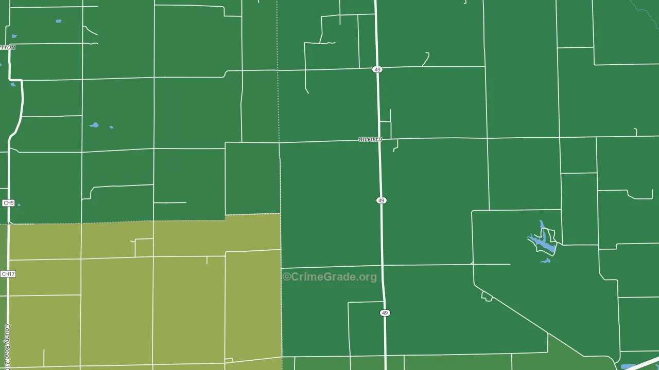 Oilfield, IL Map of Vehicle Theft Rates