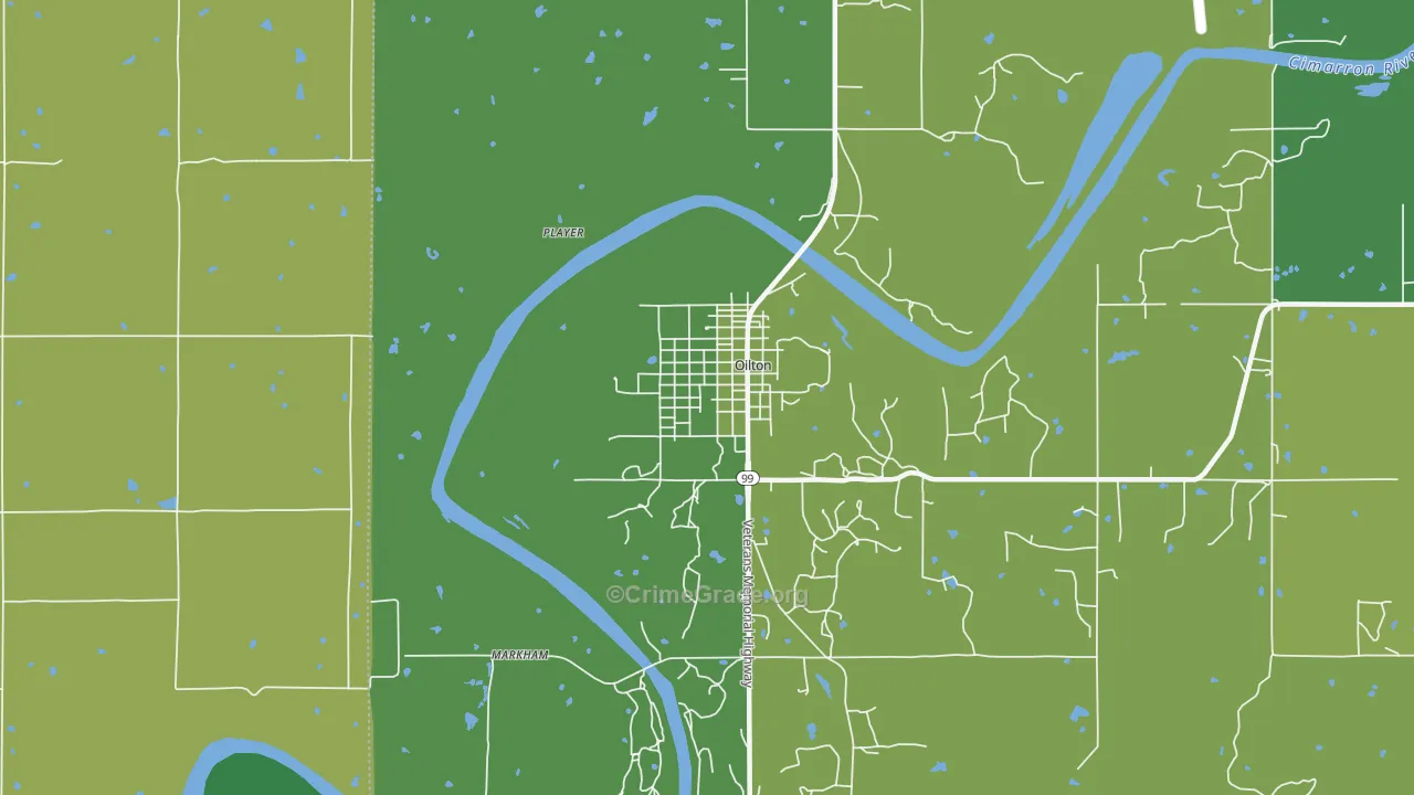 Oilton, OK Map of Vehicle Theft Rates