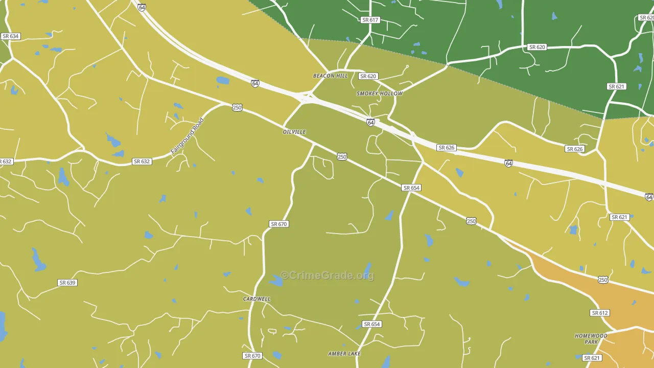 Oilville, VA Map of Vehicle Theft Rates