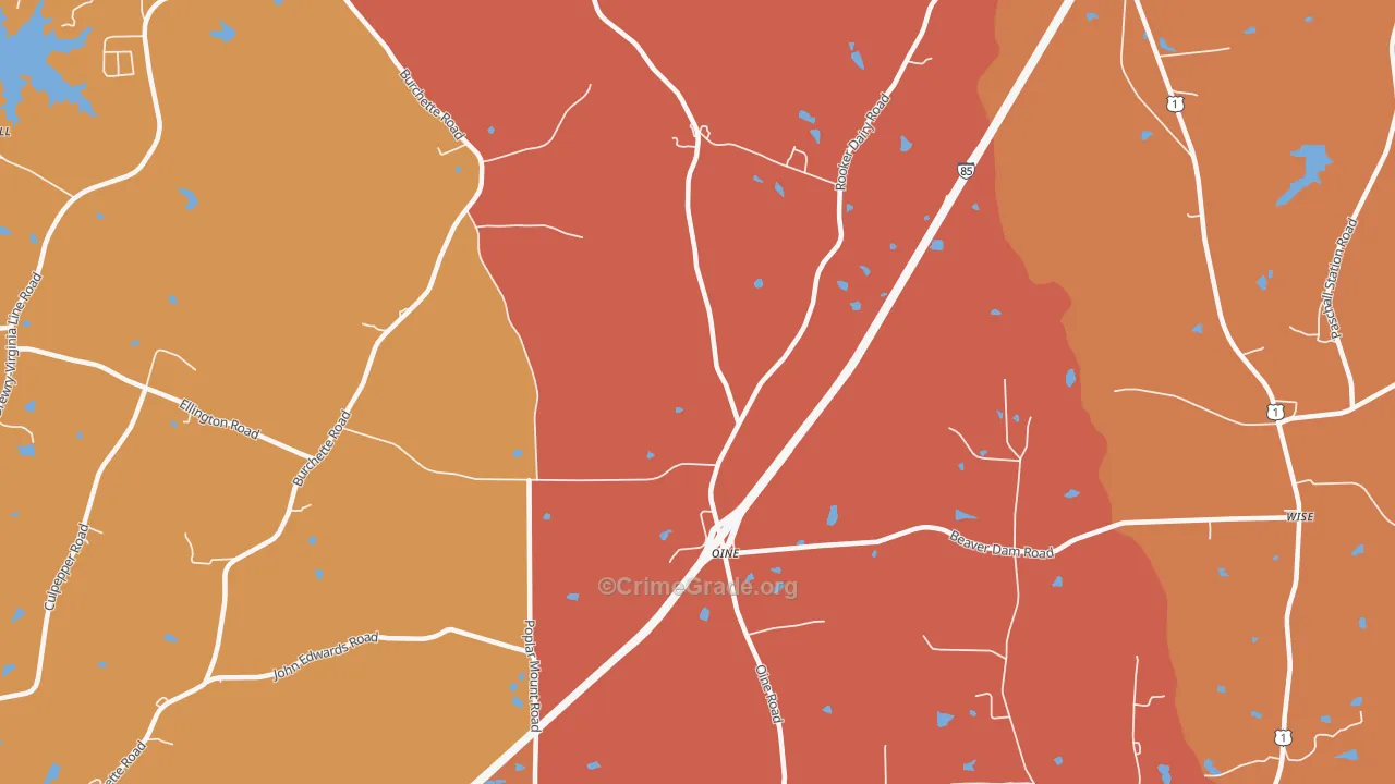 Oine, NC Map of Vehicle Theft Rates
