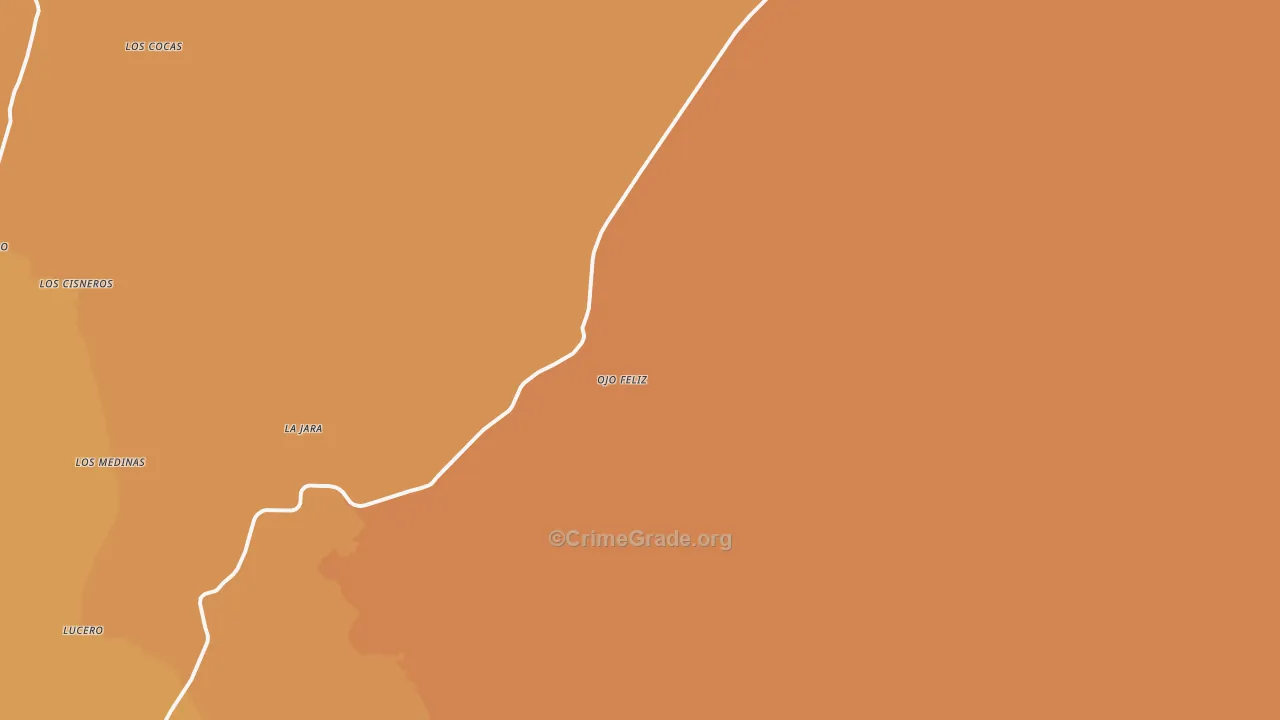 Ojo Feliz, NM Map of Vehicle Theft Rates