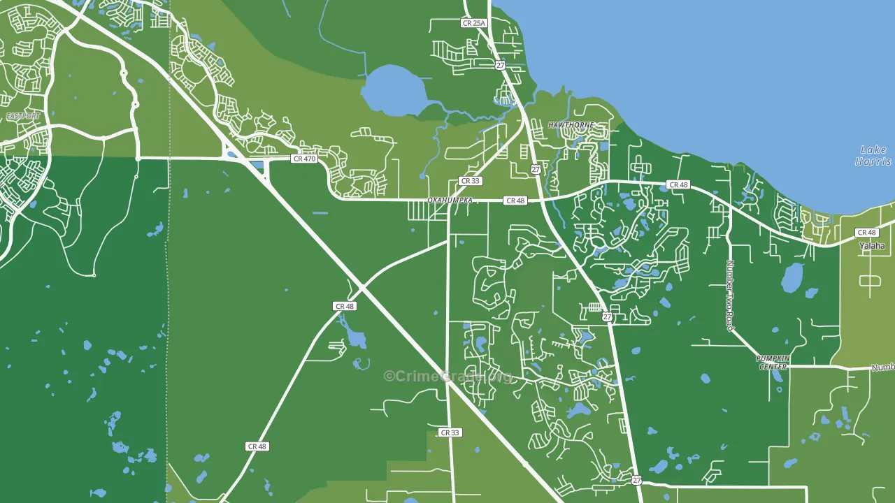 Okahumpka, FL Map of Vehicle Theft Rates