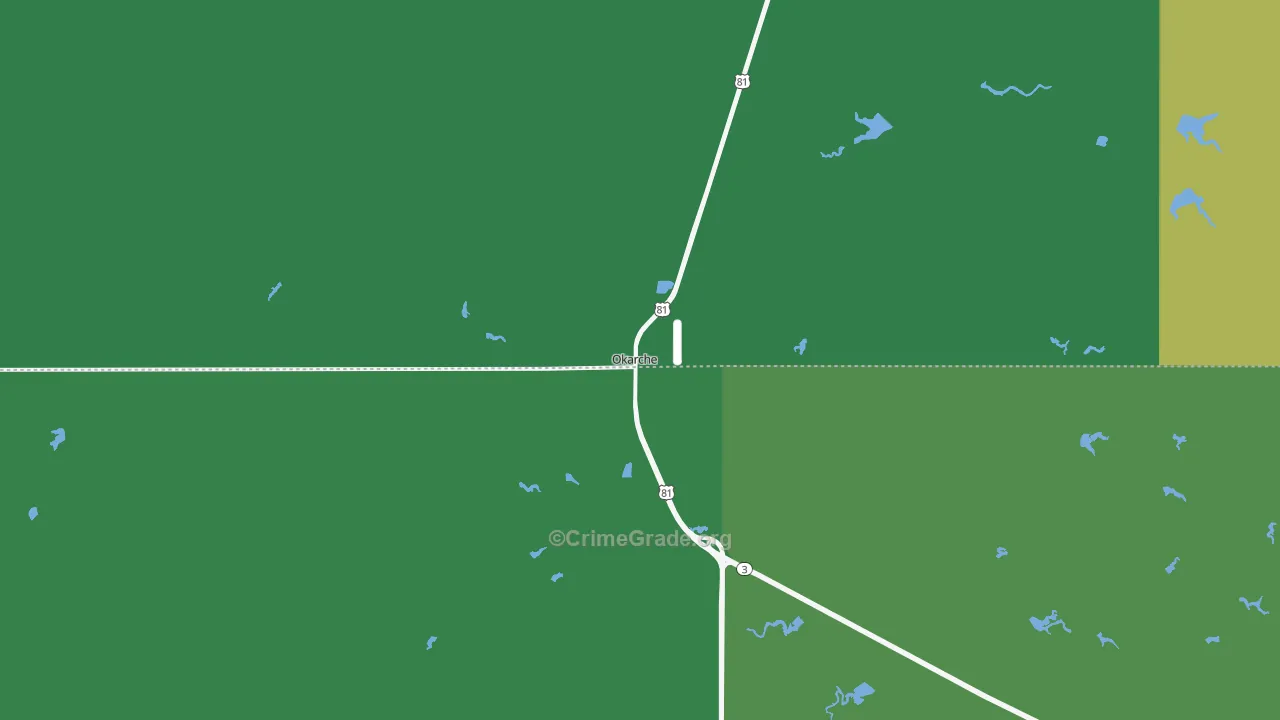 Okarche, OK Map of Vehicle Theft Rates