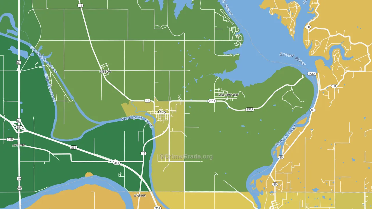 Okay, OK Map of Vehicle Theft Rates