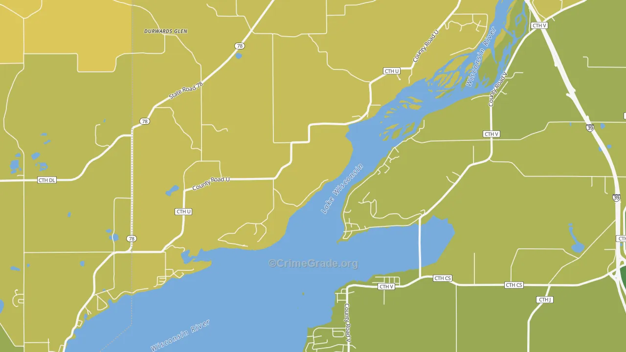 Okee, WI Map of Vehicle Theft Rates