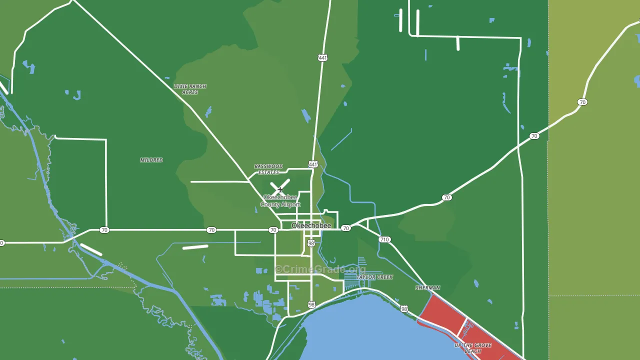 Okeechobee County, FL Map of Vehicle Theft Rates