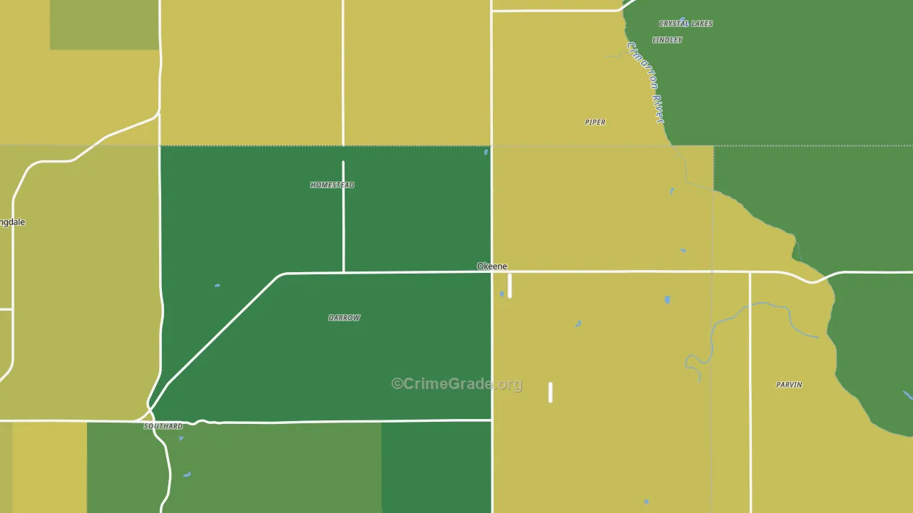 Okeene, OK Map of Vehicle Theft Rates