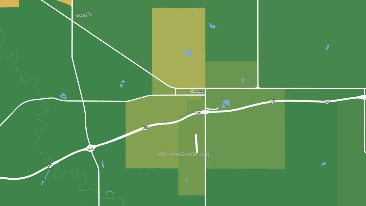 Okemah, OK Map of Vehicle Theft Rates