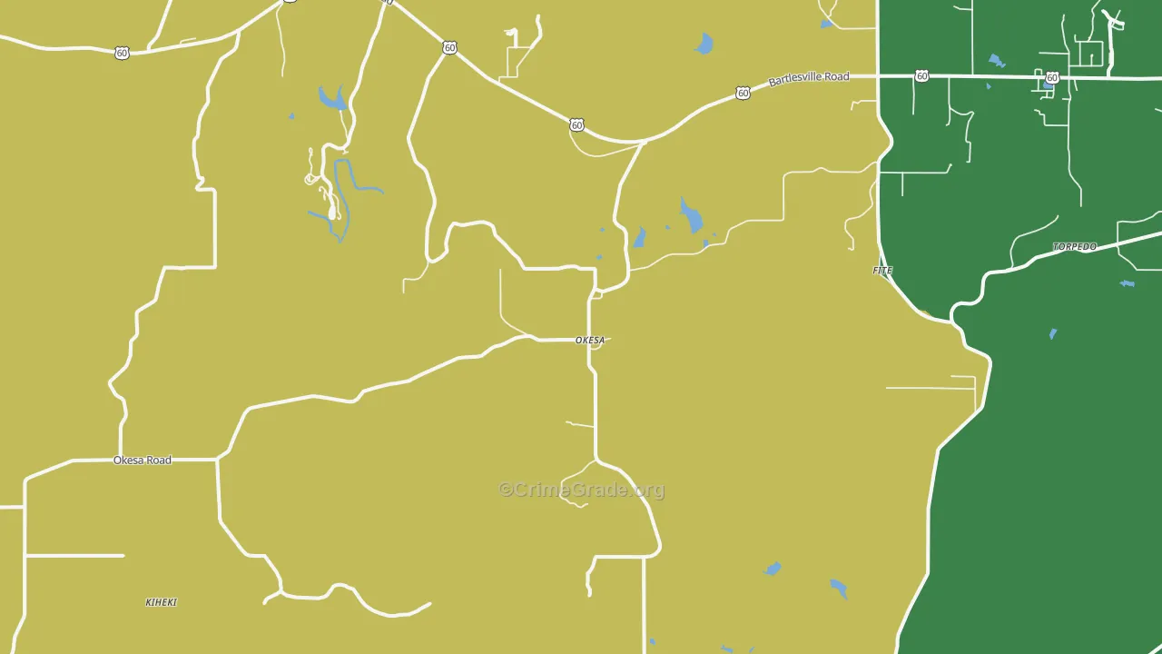 Okesa, OK Map of Vehicle Theft Rates