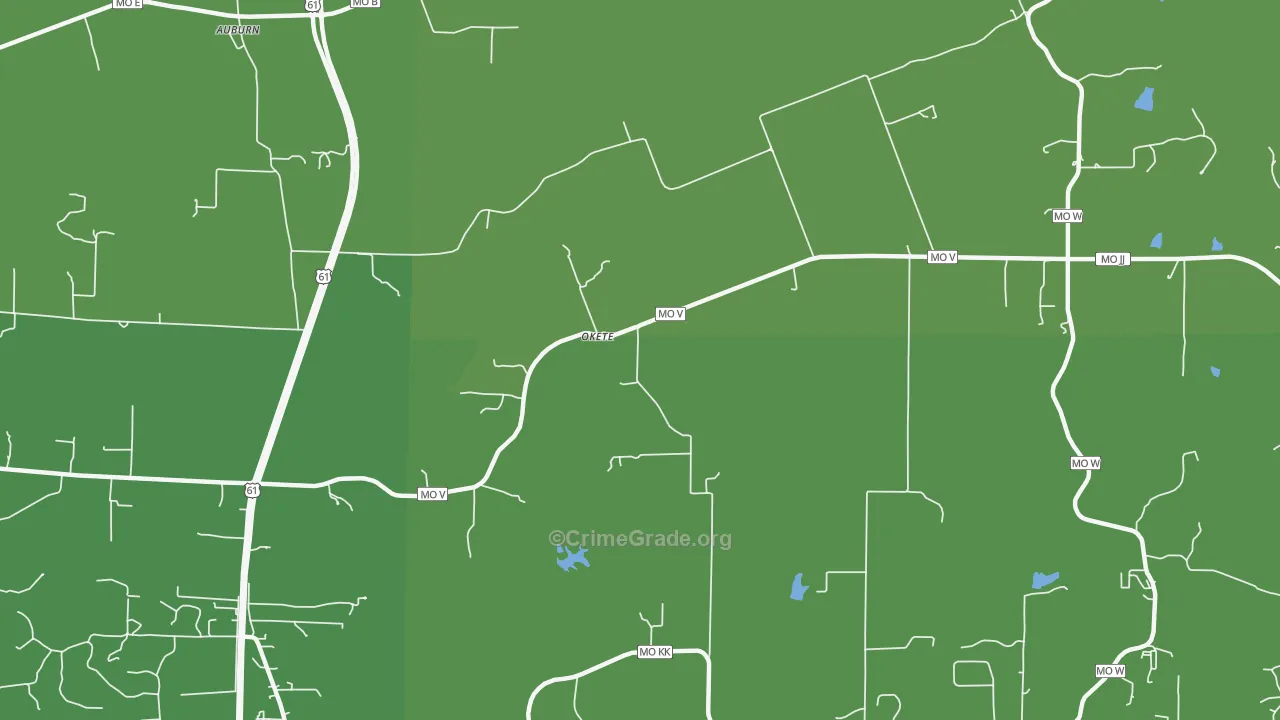 Okete, MO Map of Vehicle Theft Rates