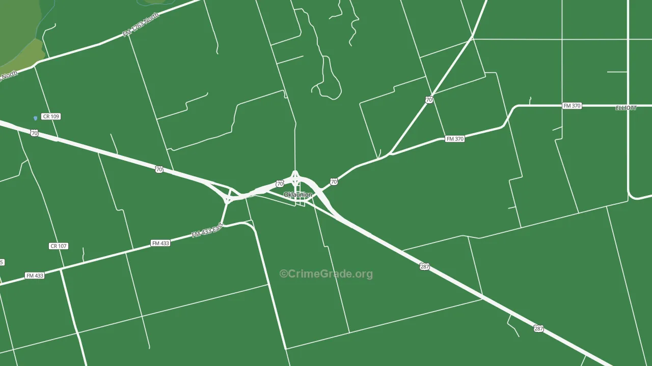 Oklaunion, TX Map of Vehicle Theft Rates
