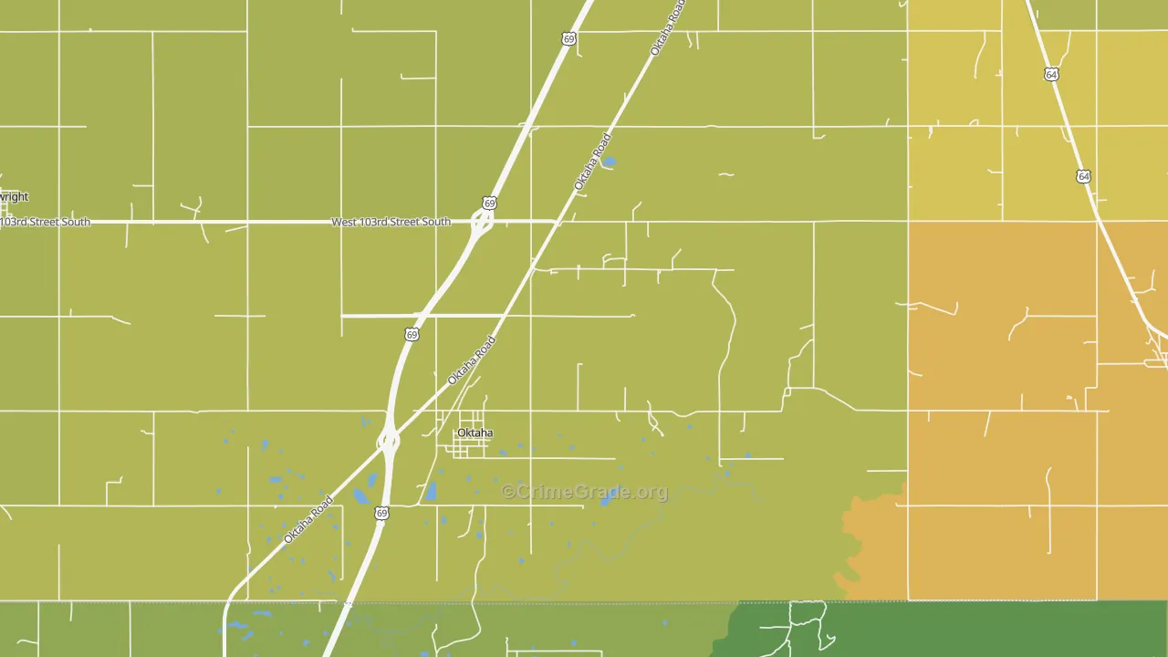 Oktaha, OK Map of Vehicle Theft Rates